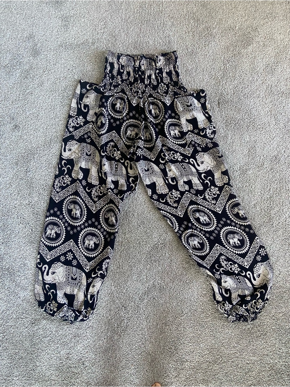 Black & White Thai Elephant Harem Pants – One Size / Boho Lounge Wear